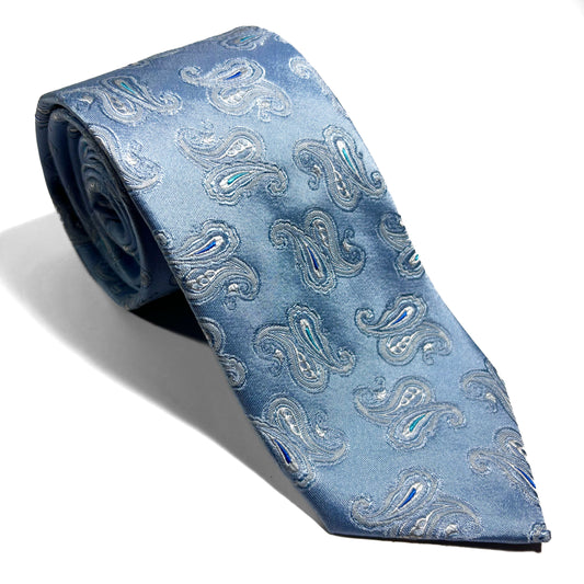 Light Blue Paisley Silk Jacquard Tie