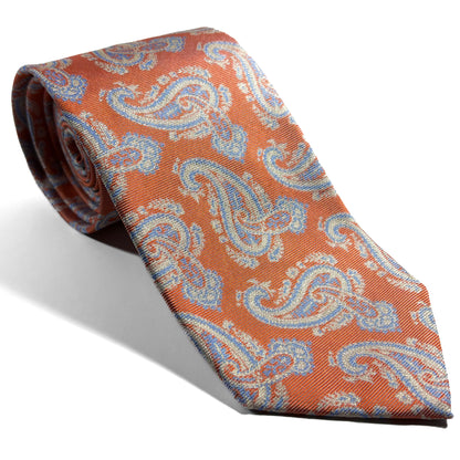 Orange Paisley Silk Jacquard Tie