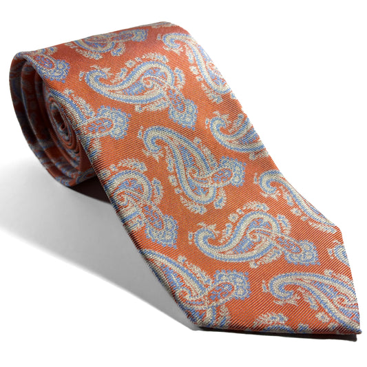 Orange Paisley Silk Jacquard Tie