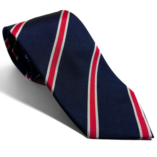 Navy Blue & Red Silk Repp Tie