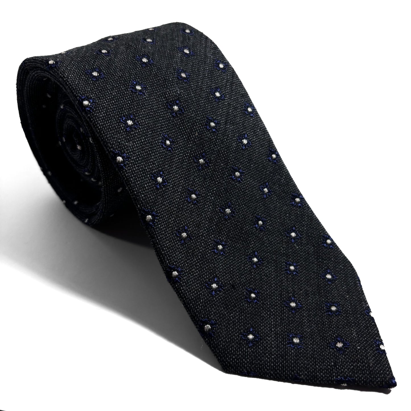 Charcoal Gray Floral Wool/Silk Jacquard Tie