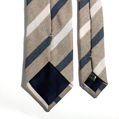 Beige Striped Silk Grenadine Tie (Garza Fina)