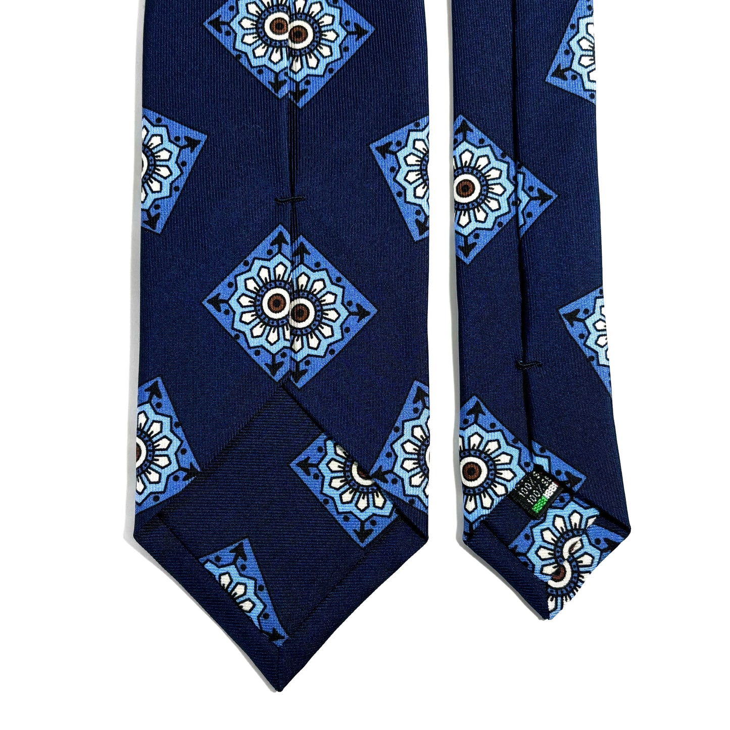 Navy Blue Large Square Printed 36oz Silk Twill Tie