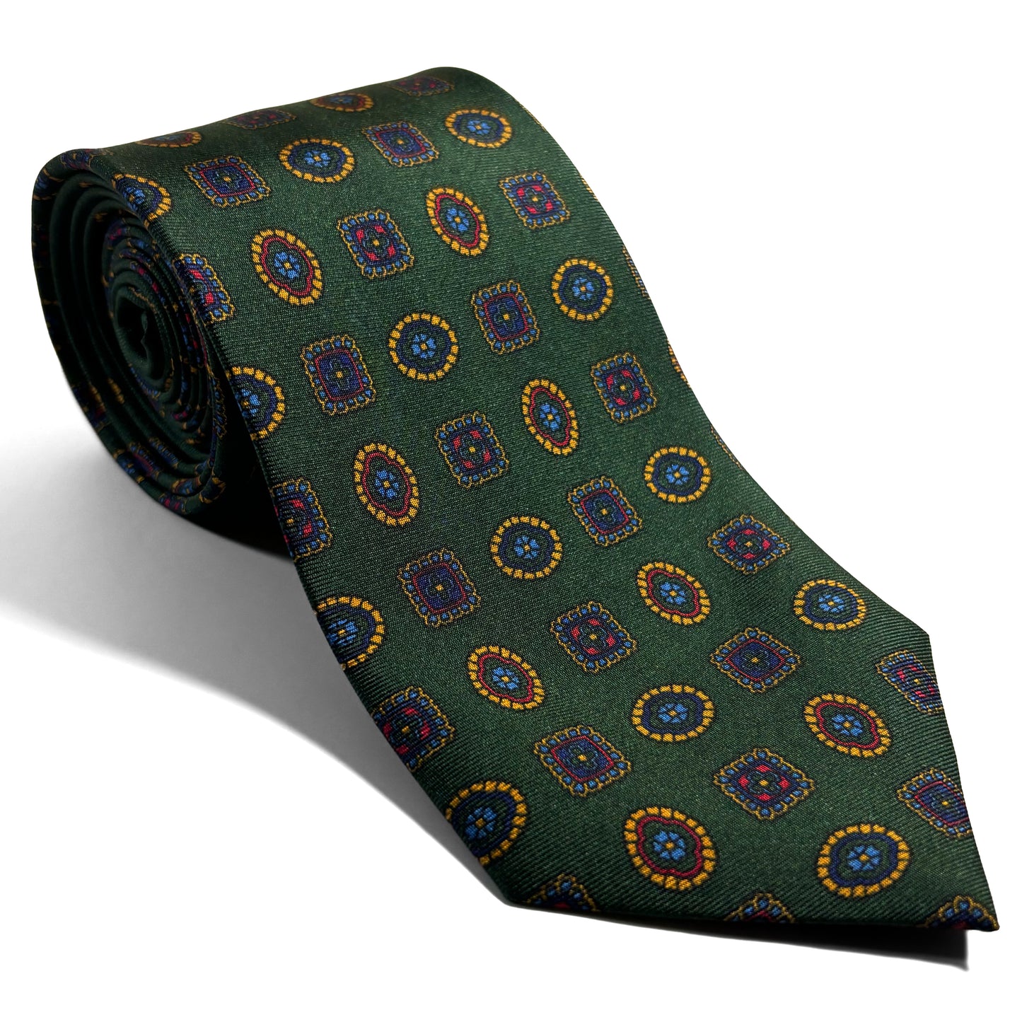 Forest Green Geometric Silk Tie
