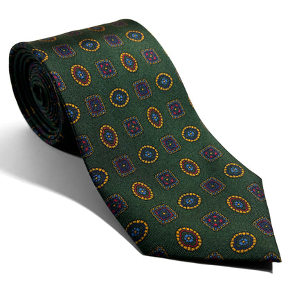 Forest Green Geometric Silk Tie