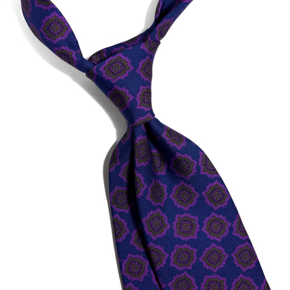 Blue & Purple Geometric Silk Tie