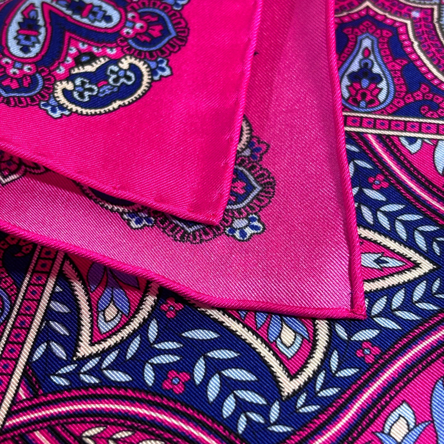 Fuchsia Pink Floral Paisley Silk Pocket Square