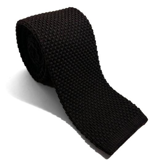 Fine Dark Brown Wool Knitted Tie
