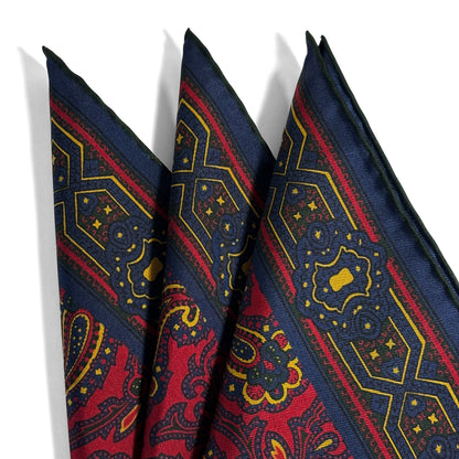 Burgundy & Yellow Paisley Ancient Madder Silk Pocket Square