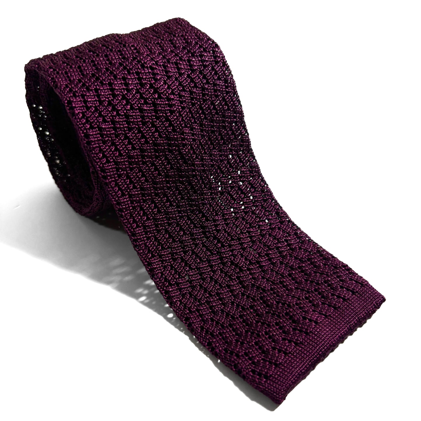 Zig-Zag Dark Magenta Silk Knitted Tie