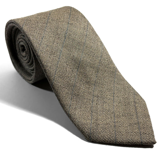 Beige Shadow Check Wool Challis Tie