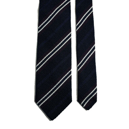 Navy Blue & Purple Striped Silk Grenadine Tie (Garza Fina)