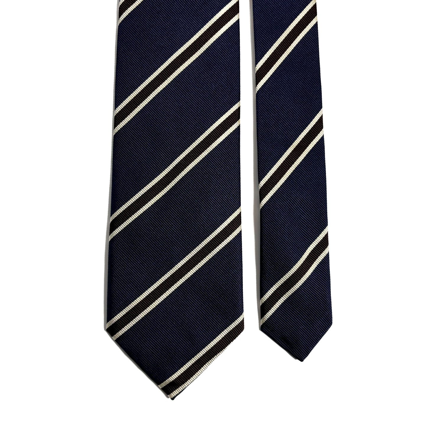 Navy Blue & Brown Silk Repp Tie