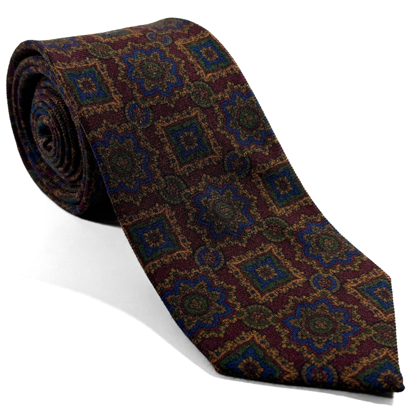 Burgundy Large Geometric Wool/Silk Tie
