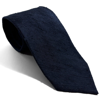 Untipped Navy Blue Silk Shantung Tie