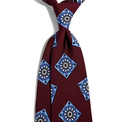 Burgundy Large Square Printed 36oz Silk Twill Tie