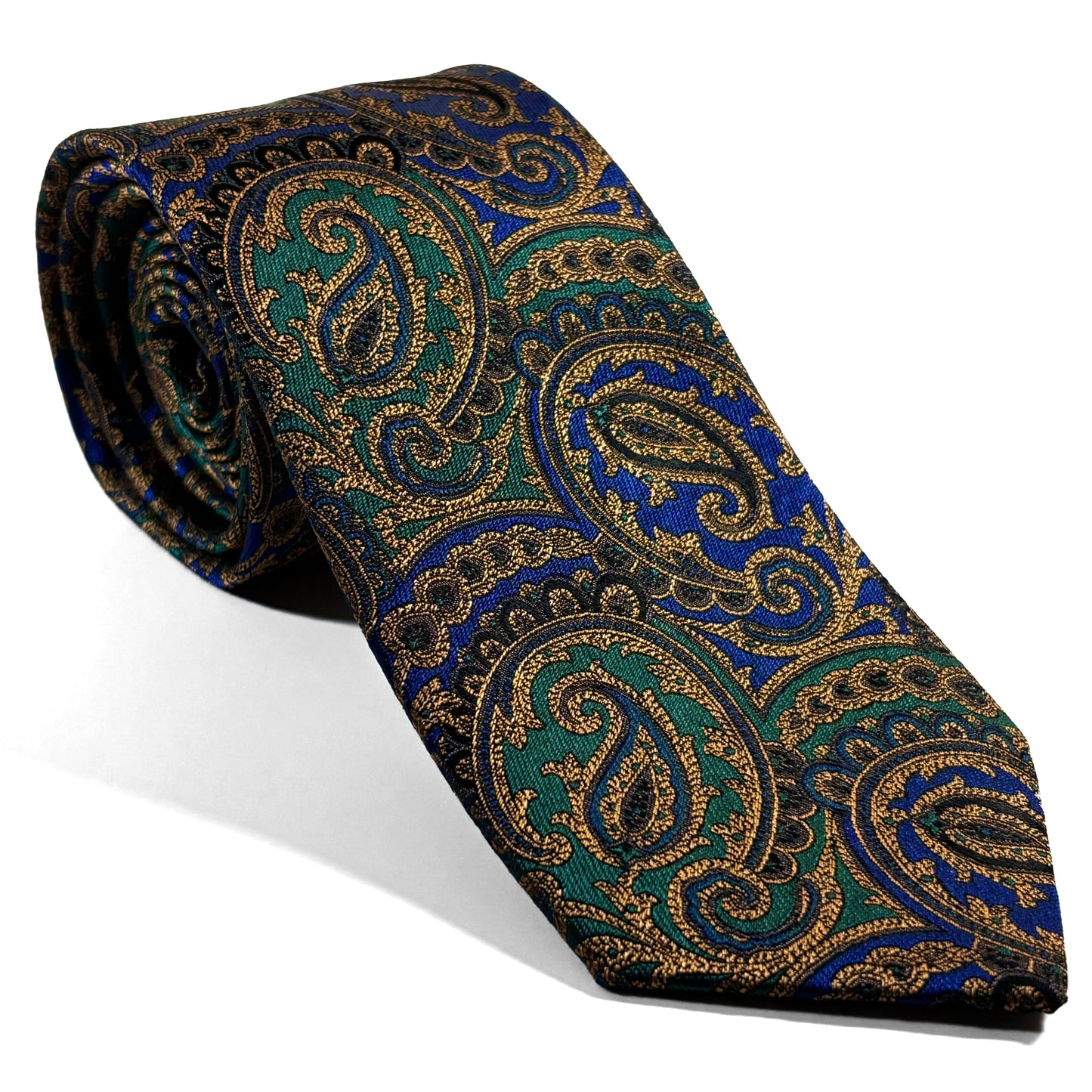 Green & Gold Silk Paisley Jacquard Tie