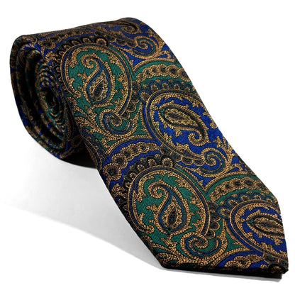 Green & Gold Silk Paisley Jacquard Tie