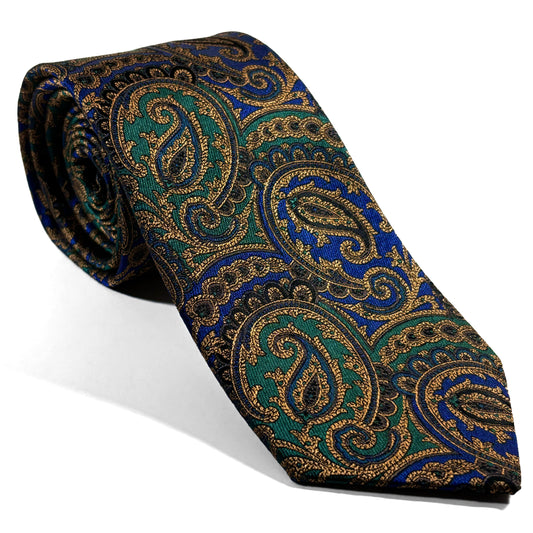 Green & Gold Silk Paisley Jacquard Tie