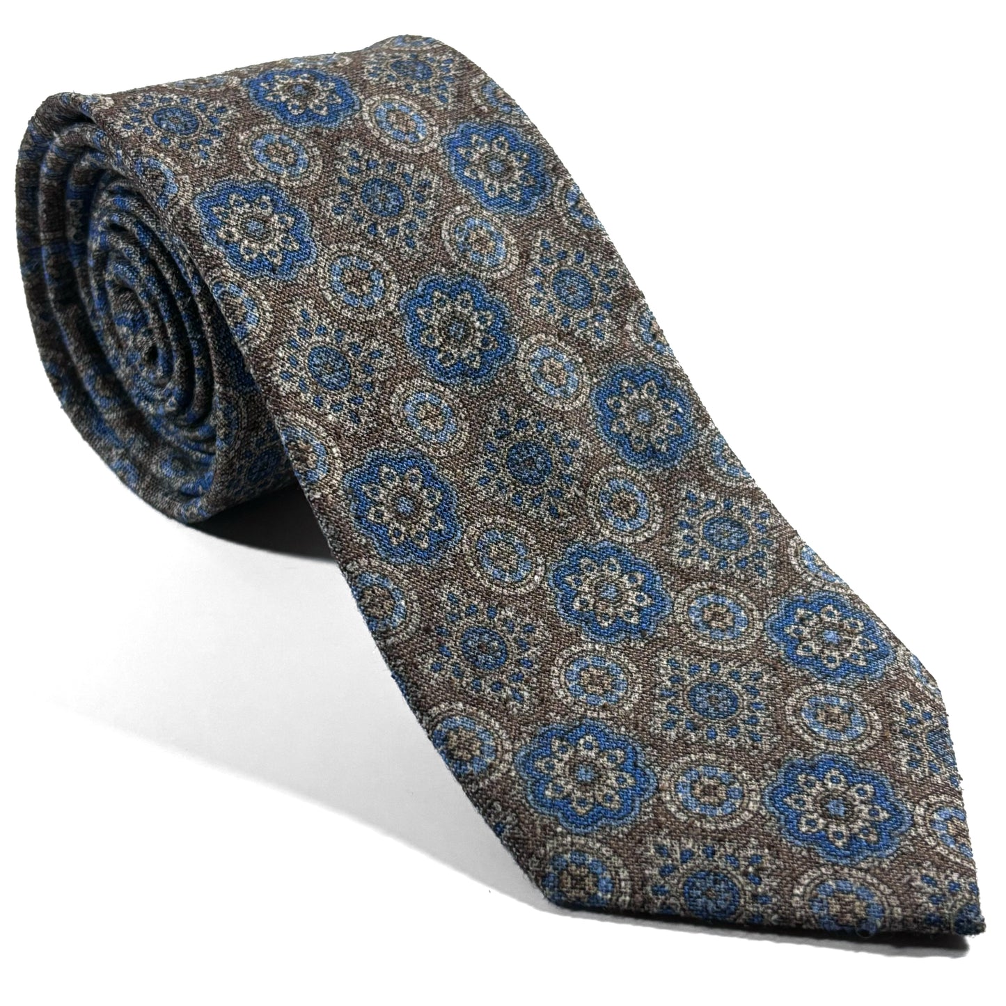 Light Brown Geometric Silk/Cotton Bourette Tie