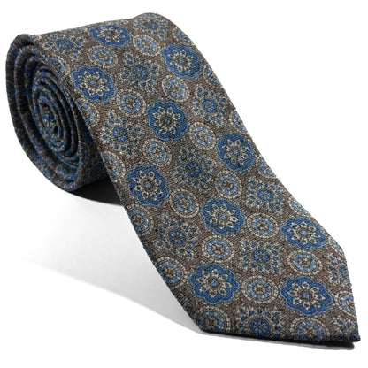 Light Brown Geometric Silk/Cotton Bourette Tie