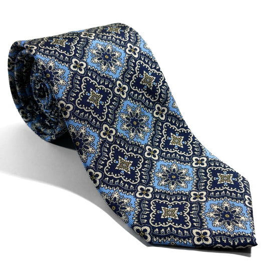 Midnight & Light Blue Mosaic Silk Tie
