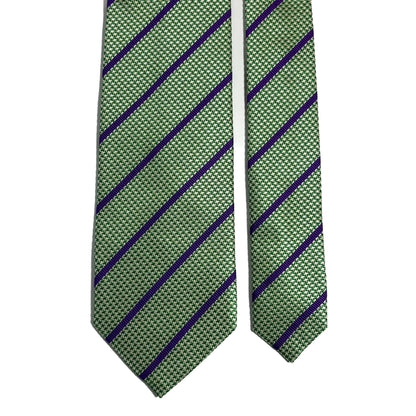 Green & Purple Striped Silk Jacquard Tie
