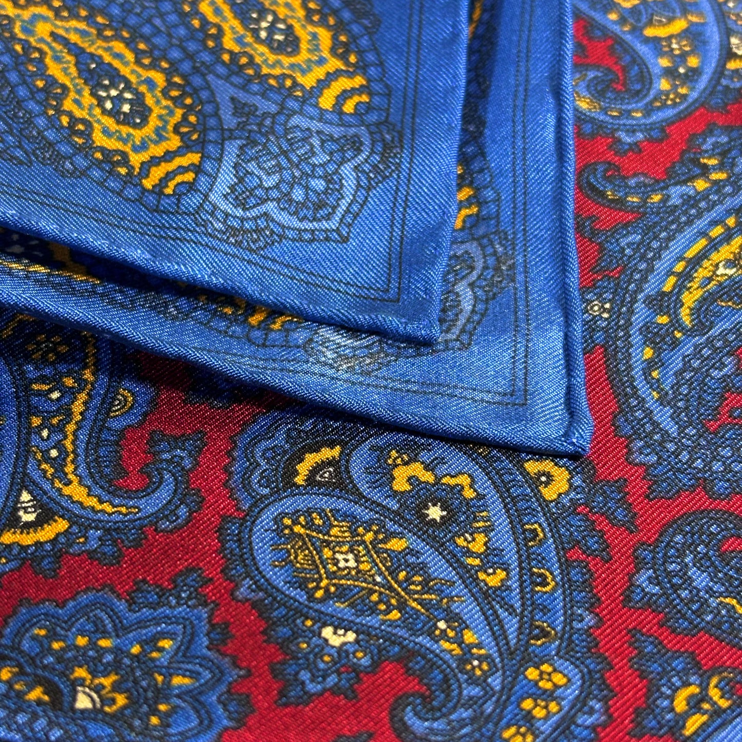 Burgundy & Blue Paisley Ancient Madder Silk Pocket Square
