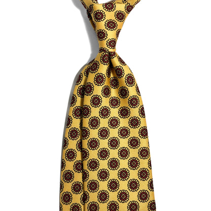 Hand-Printed Yellow Geometric Silk Tie