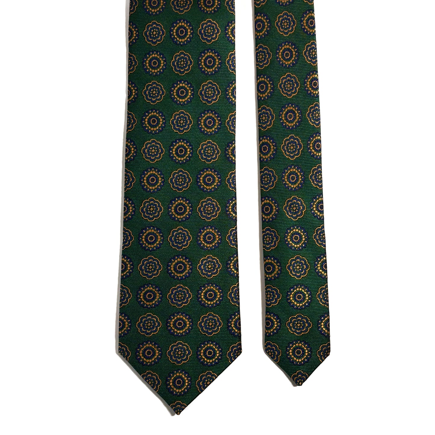 Green & Gold Geometric Silk Jacquard Tie