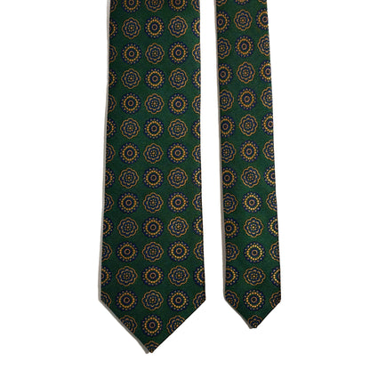 Green & Gold Geometric Silk Jacquard Tie