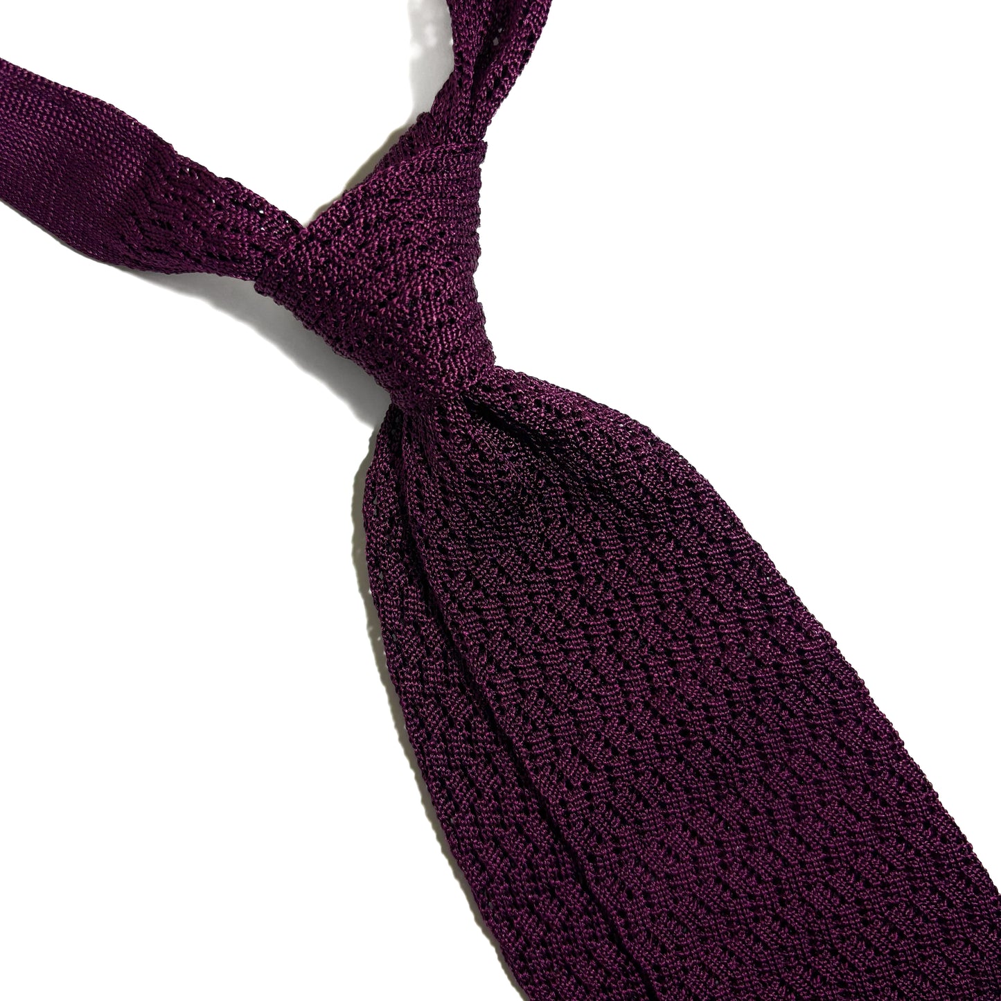 Zig-Zag Dark Magenta Silk Knitted Tie