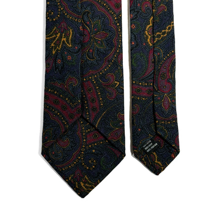 Navy Blue Paisley Wool/Silk Tie