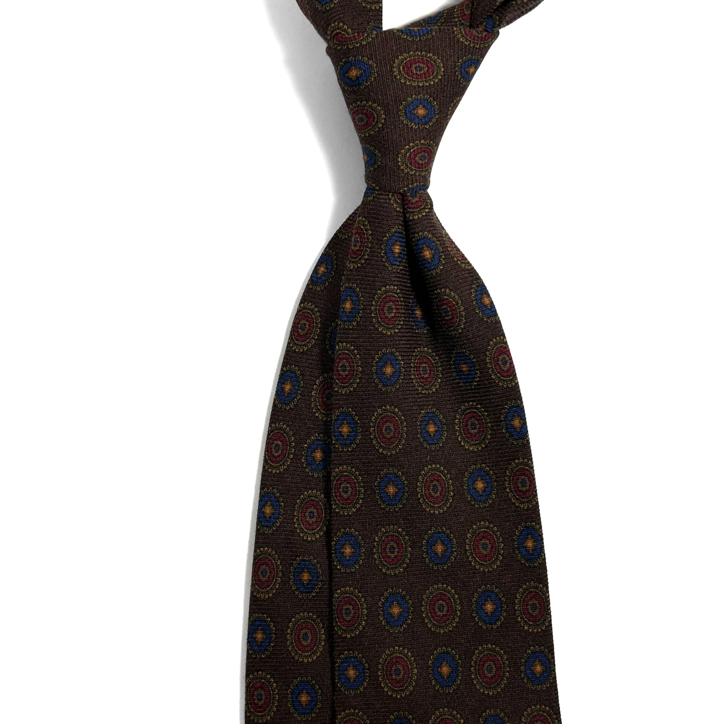 Dark Brown Floral Medallion Wool/Silk Tie