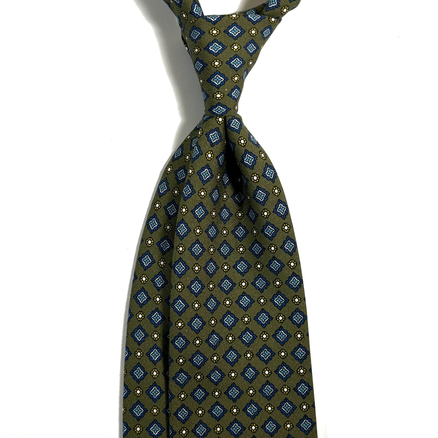 Olive Green Geometric Ancient Madder Silk Tie