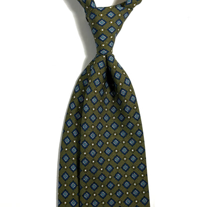 Olive Green Geometric Ancient Madder Silk Tie