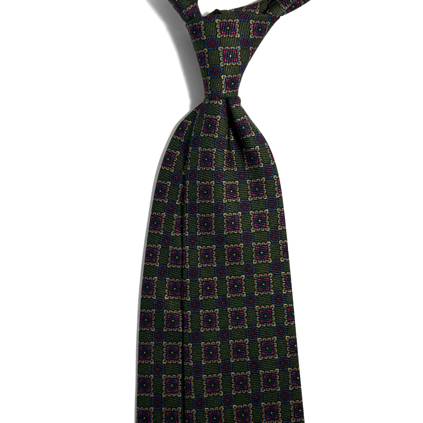 Forest Green Floral Italian Madder Silk Tie