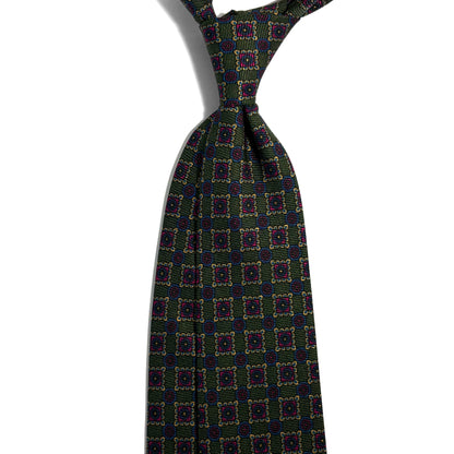 Forest Green Floral Italian Madder Silk Tie