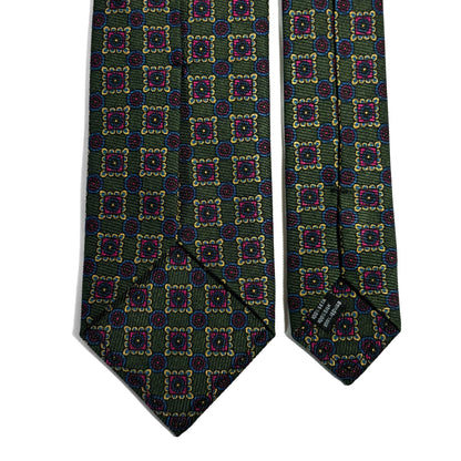 Forest Green Floral Italian Madder Silk Tie