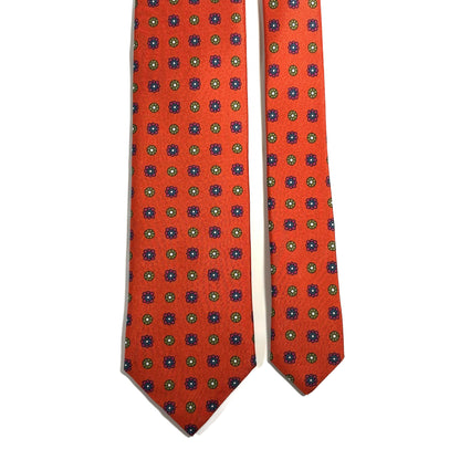 Orange Floral Printed 24oz Silk Twill Tie