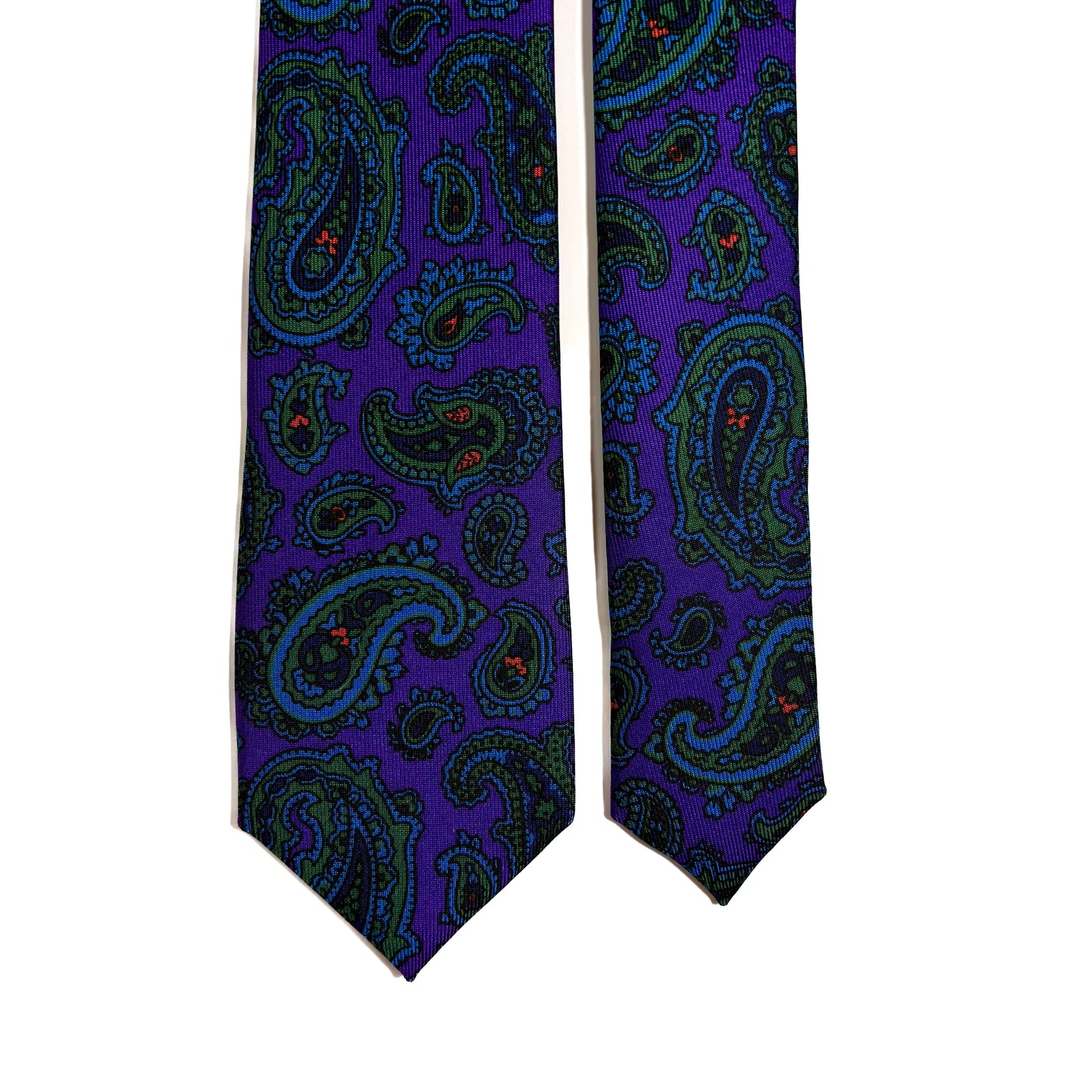 Slim Screen-Printed Purple Paisley Silk Tie