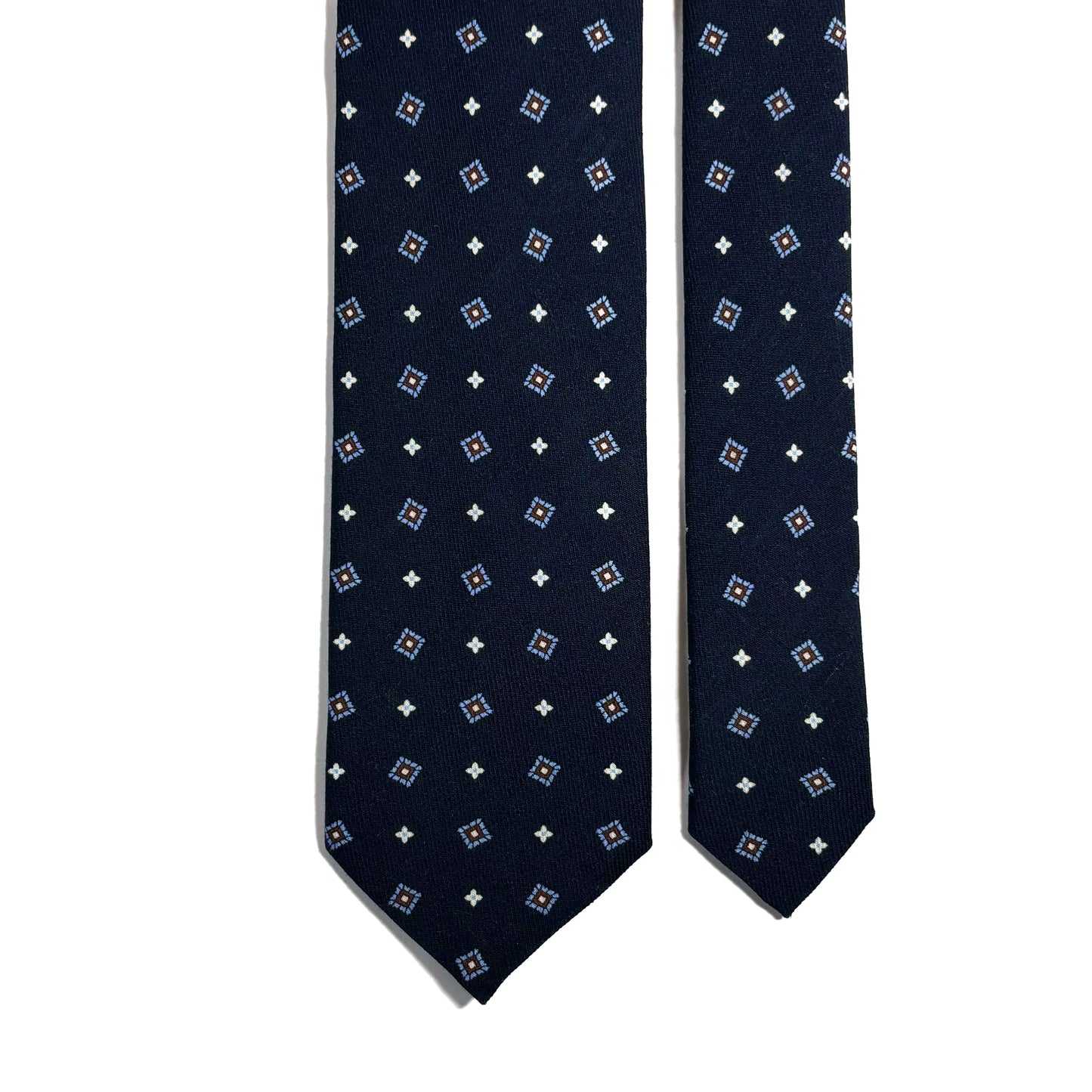 Navy Blue Small Geometric Wool Challis Tie