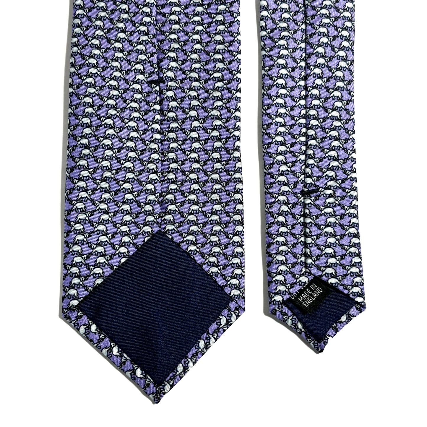 Lilac Purple Elephant Print Silk Tie