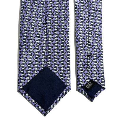 Lilac Purple Elephant Print Silk Tie