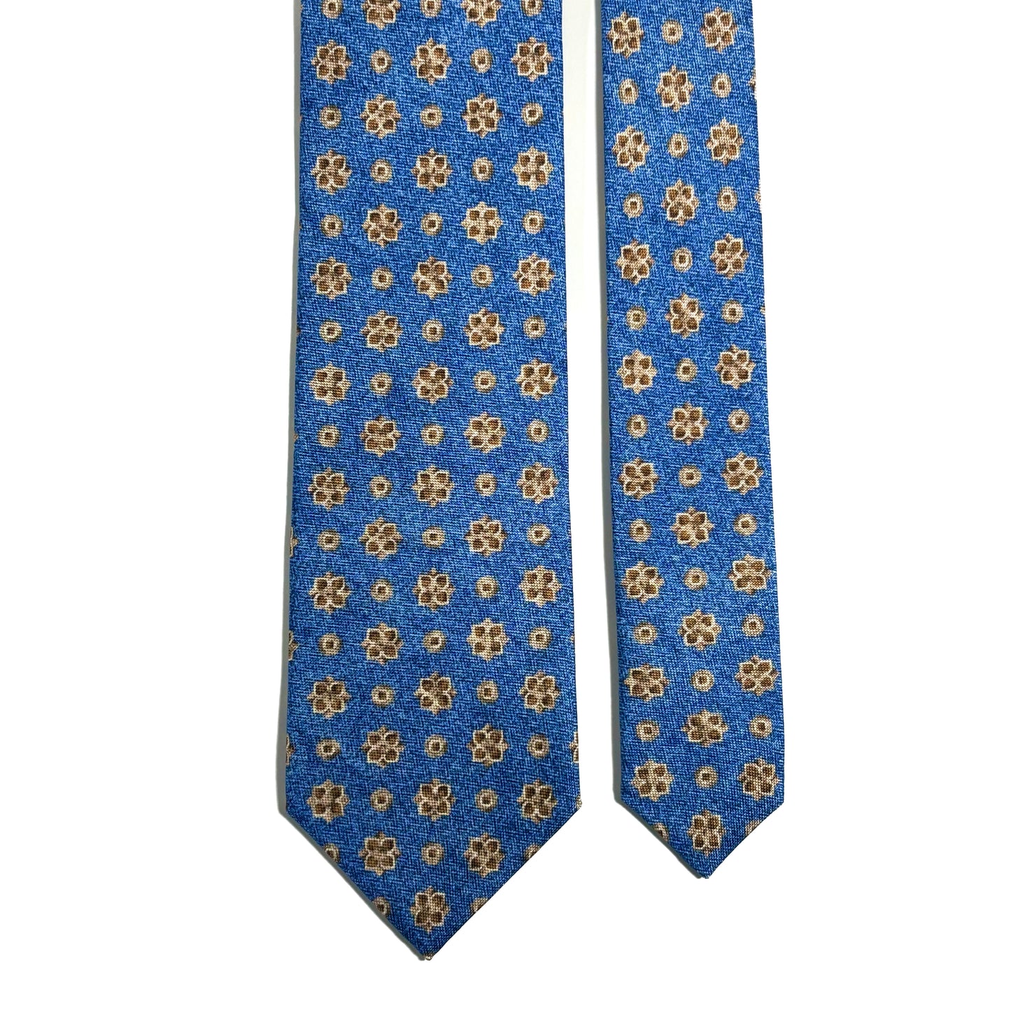 Light Blue Floral Printed Panama Silk Tie