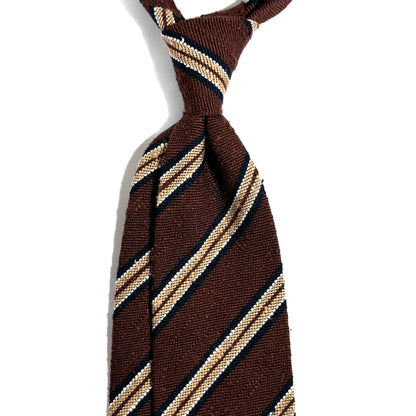 Brown Stripe Untipped Silk Shantung Tie