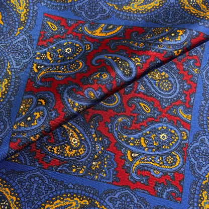 Burgundy & Blue Paisley Ancient Madder Silk Pocket Square