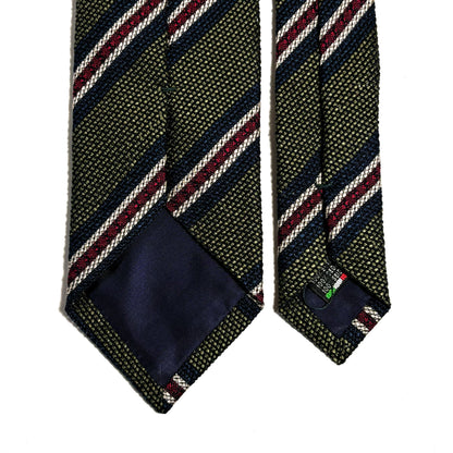 Olive Green Striped Silk Grenadine Tie (Garza Fina)