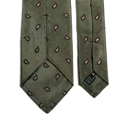 Olive Green Small Paisley Silk Jacquard Tie