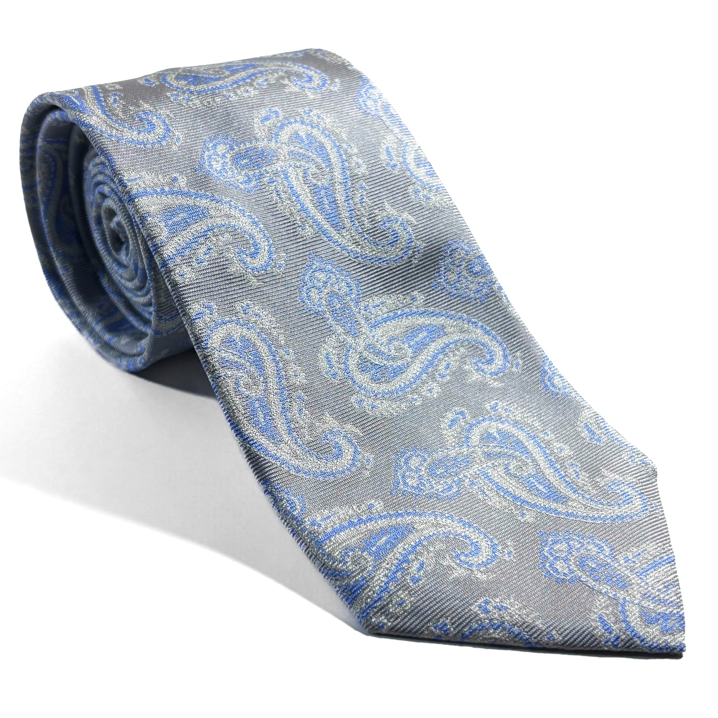 Light Gray Paisley Jacquard Silk Tie